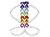 Pre-Owned Multi-Color Multi-Gemstone Rhodium Over Sterling Silver Ring 1.47ctw