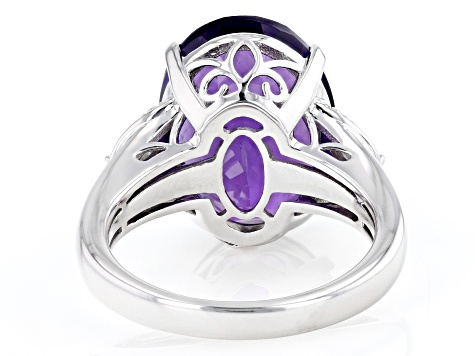 Pre-Owned Purple African Amethyst Rhodium Over Sterling Silver Ring 7.88ctw
