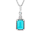 Pre-Owned Blue Sleeping Beauty Turquoise Rhodium Over Sterling Silver Ring, Earrings, and Pendant Se