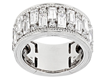 Picture of Pre-Owned Judith Ripka Baguette & Round Cubic Zirconia Rhodium Over Silver Toujour Band Ring 8.05ctw