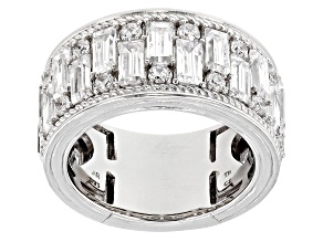 Pre-Owned Judith Ripka Baguette & Round Cubic Zirconia Rhodium Over Silver Toujour Band Ring 8.05ctw