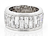 Pre-Owned Judith Ripka Baguette & Round Cubic Zirconia Rhodium Over Silver Toujour Band Ring 8.05ctw