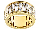 Pre-Owned Judith Ripka Baguette and Round White Cubic Zirconia 14k Gold Clad Toujour Band Ring 8.05c