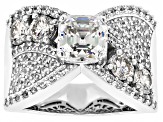Pre-Owned Strontium Titanate And White Zircon Rhodium Over Silver Ring 4.66ctw