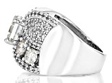 Pre-Owned Strontium Titanate And White Zircon Rhodium Over Silver Ring 4.66ctw