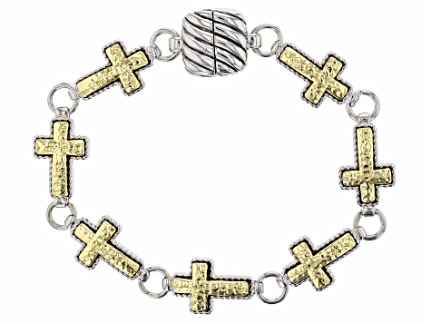 Pre-Owned Two-Tone Cross Bracelet