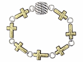 Pre-Owned Two-Tone Cross Bracelet