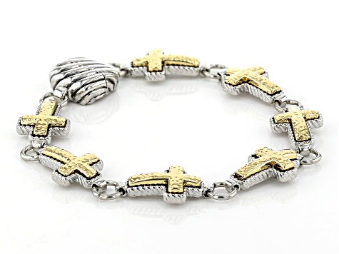 Pre-Owned Two-Tone Cross Bracelet