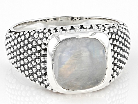 Pre-Owned Rainbow Moonstone Sterling Silver Men's Ring