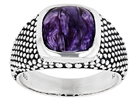 Pre-Owned Purple Charoite Sterling Silver Men's Ring