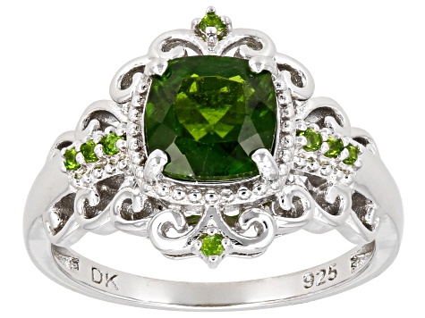 Pre-Owned Green Chrome Diopside Rhodium Over Sterling Silver Ring 1.52ctw