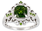 Pre-Owned Green Chrome Diopside Rhodium Over Sterling Silver Ring 1.52ctw