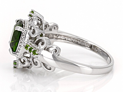 Pre-Owned Green Chrome Diopside Rhodium Over Sterling Silver Ring 1.52ctw