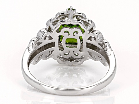 Pre-Owned Green Chrome Diopside Rhodium Over Sterling Silver Ring 1.52ctw