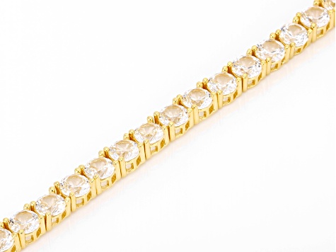 Pre-Owned White Lab Created Sapphire 18k Yellow Gold Over Sterling Silver Bracelet 11.19ctw