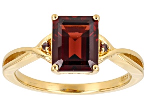 Pre-Owned Red Garnet With Red Diamond 18k Yellow Gold Over Sterling Silver Ring 2.44ctw