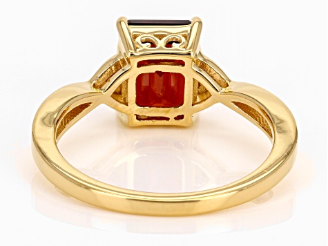 Pre-Owned Red Garnet With Red Diamond 18k Yellow Gold Over Sterling Silver Ring 2.44ctw