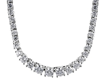 Picture of Pre-Owned White Cubic Zirconia Rhodium over Sterling Silver Tennis Necklace 11.48ctw