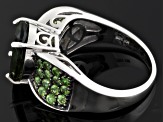 Pre-Owned Green Moldavite Rhodium Over Sterling Silver Ring 3.80ctw