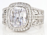 Pre-Owned White Cubic Zirconia Rhodium Over Sterling Silver Ring 6.08ctw