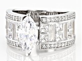 Pre-Owned White Cubic Zirconia Rhodium Over Sterling Silver Ring 4.08ctw