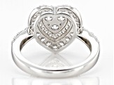Pre-Owned White Cubic Zirconia Rhodium Over Sterling Silver Heart Ring 2.36ctw