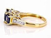 Pre-Owned Blue And White Cubic Zirconia 18k Yellow Gold Over Sterling Silver Ring 6.31ctw