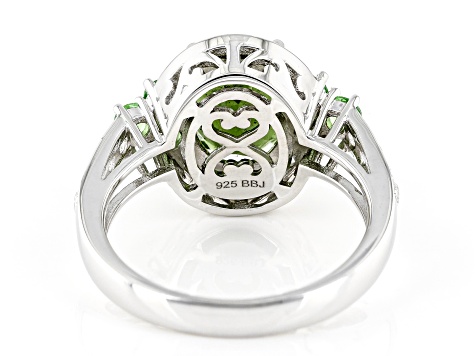 Pre-Owned Green Moldavite Rhodium Over Sterling Silver Ring 2.68ctw