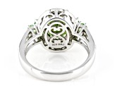 Pre-Owned Green Moldavite Rhodium Over Sterling Silver Ring 2.68ctw