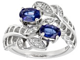 Pre-Owned Blue Kyanite Rhodium Over Sterling Silver Ring 1.24ctw