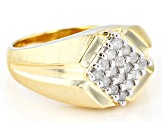 Pre-Owned White Diamond 14k Yellow Gold Over Sterling Silver Mens Cluster Ring 0.50ctw