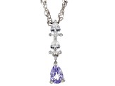 Pre-Owned Blue Tanzanite Rhodium Over Silver Pendant With Chain 0.66ctw