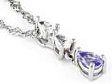 Pre-Owned Blue Tanzanite Rhodium Over Silver Pendant With Chain 0.66ctw