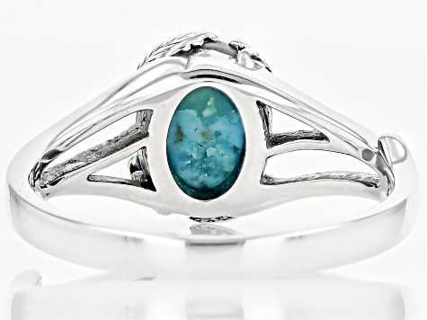 Pre-Owned Blue Turquoise Sterling Silver Solitaire Ring