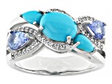 Pre-Owned Blue Sleeping Beauty Turquoise Rhodium Over Sterling Silver Ring 1.41ctw