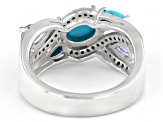 Pre-Owned Blue Sleeping Beauty Turquoise Rhodium Over Sterling Silver Ring 1.41ctw