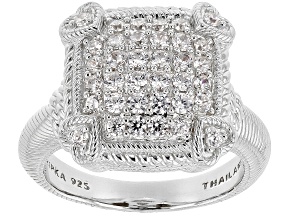 Pre-Owned Judith Ripka Cubic Zirconia Rhodium Over Sterling Silver Pave Olivia Ring 1.28ctw