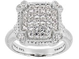 Pre-Owned Judith Ripka Cubic Zirconia Rhodium Over Sterling Silver Pave Olivia Ring 1.28ctw