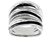 Pre-Owned Judith Ripka Rhodium Over Sterling Silver With Black Enamel Highway Band Jubilee Ring