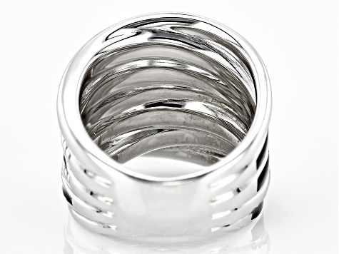 Pre-Owned Judith Ripka Rhodium Over Sterling Silver With Black Enamel Highway Band Jubilee Ring