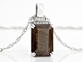 Pre-Owned Brown Golden Sheen Sapphire Rhodium Over Sterling Silver Pendant With Chain 7.75ctw