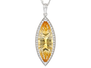 Pre-Owned Yellow Citrine Rhodium Over Sterling Silver Pendant With Chain 9.78ctw