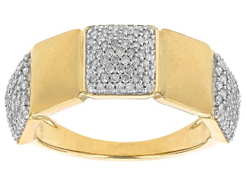 Picture of Pre-Owned White Diamond 14k Yellow Gold Over Sterling Silver Cluster Ring 0.50ctw