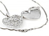 Pre-Owned White Diamond Rhodium Over Sterling Silver Heart Locket Pendant With 18" Singapore Chain 0