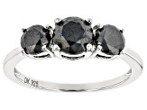 Pre-Owned Black Diamond Rhodium Over Sterling Silver 3-Stone Ring 2.00ctw