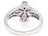 Pre-Owned Purple Amethyst Rhodium Over Sterling Silver Cross Ring 0.66ctw