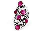 Pre-Owned Pink Tiger's Eye Oxidized Sterling Silver Ring 7mm