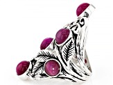 Pre-Owned Pink Tiger's Eye Oxidized Sterling Silver Ring 7mm
