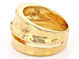 Pre-Owned 18k Yellow Gold Over Bronze Diamond-Cut Band Ring