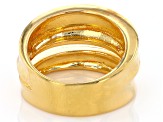 Pre-Owned 18k Yellow Gold Over Bronze Diamond-Cut Band Ring